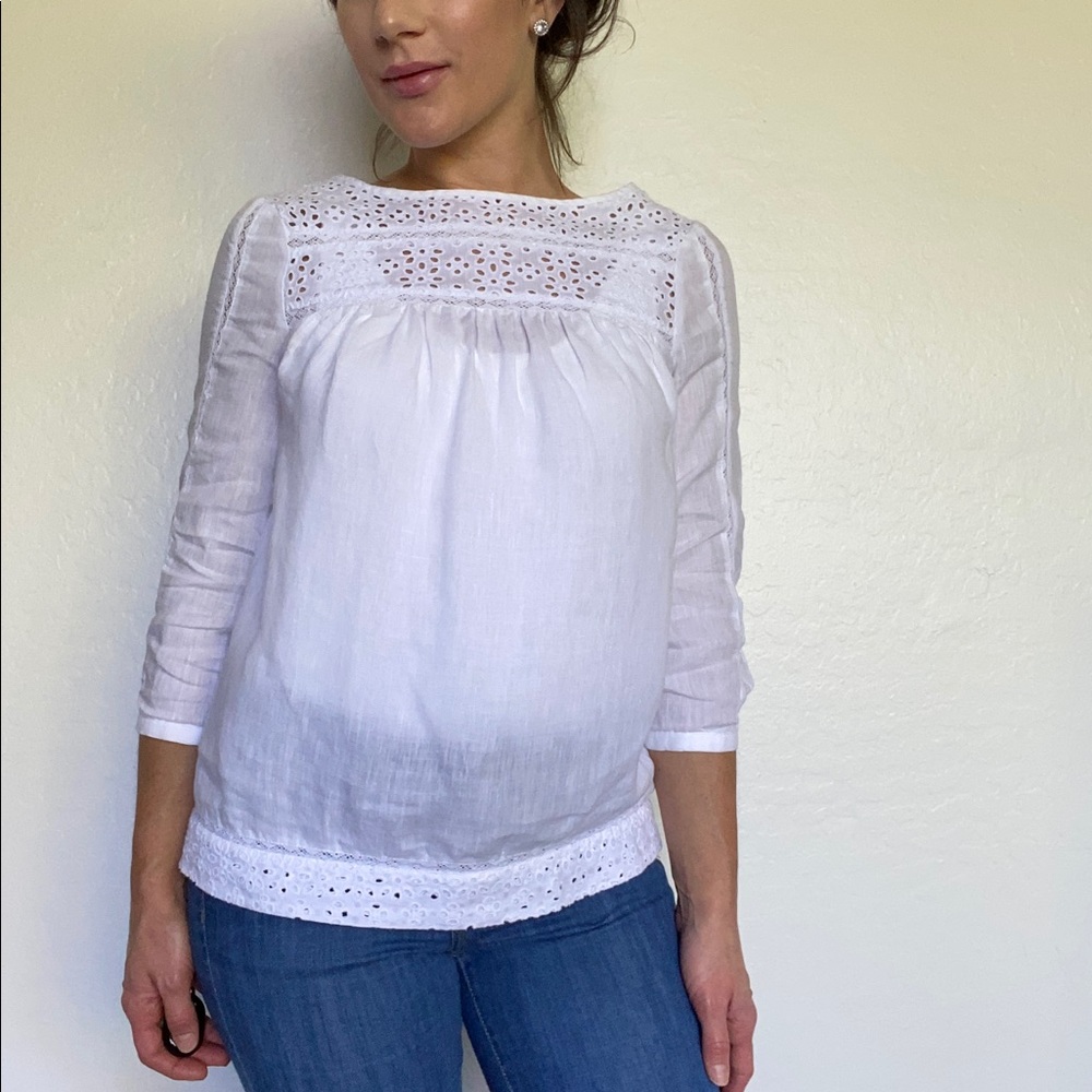 Cynthia Rowley White Boho Linen Blouse